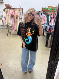 Senorita Margarita Oversized Tee - Washed Black