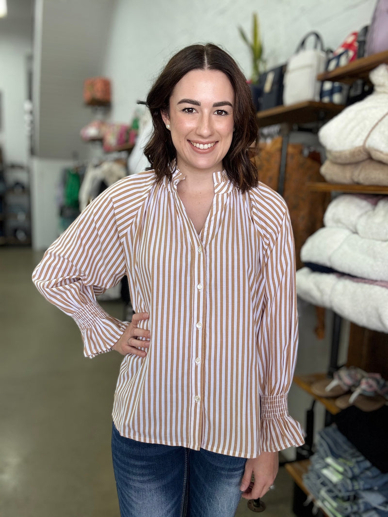 Rylan Top - Beige Stripe