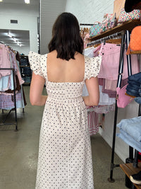 Zyla Dress - Navy Polka Dot