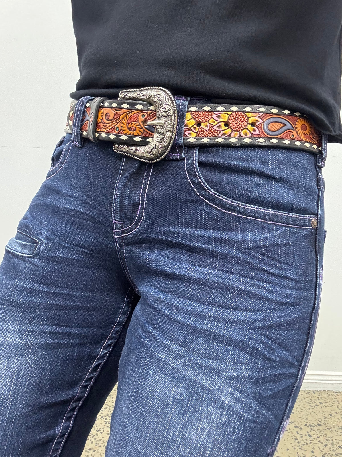 Cowgirl Tuff Jeans - Purple Arrows