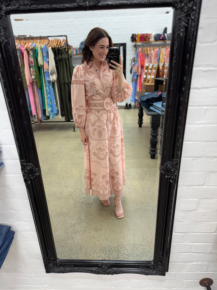 Xander Maxi Dress - Peach Palm