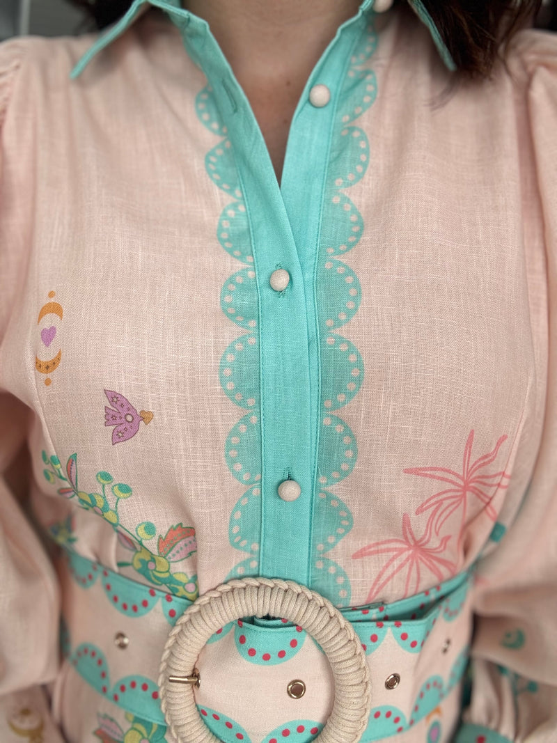 Sky Maxi Dress - Pastel Pink & Aqua