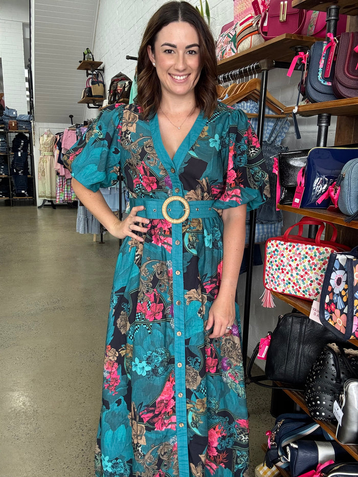 Lucinda Maxi Dress - Green Floral