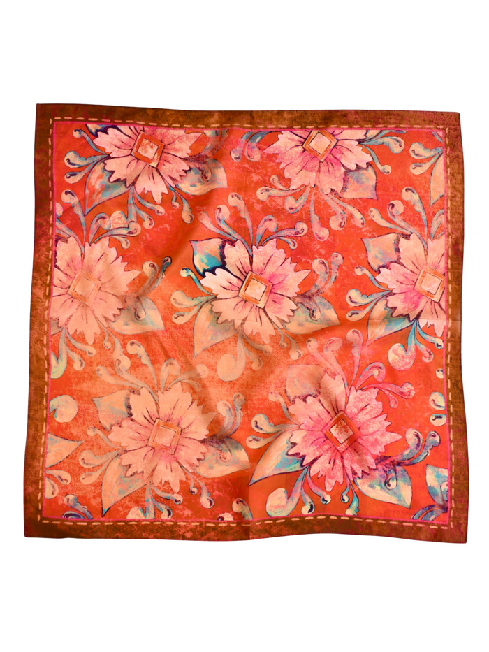 Western Wild Rag - Rust Rodeo Red Floral