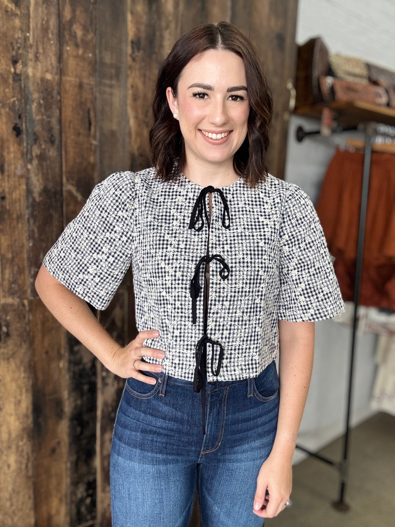 Charlotte Top - Black & White Gingham