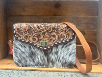 Goldie - Tooled Cowhide Crossbody
