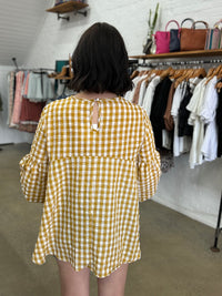 Marjorie Top - Mustard Gingham