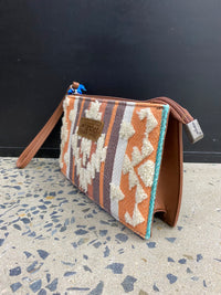 Wrangler Sherpa Aztec Canvas Clutch - Brown (WG313-181BR)