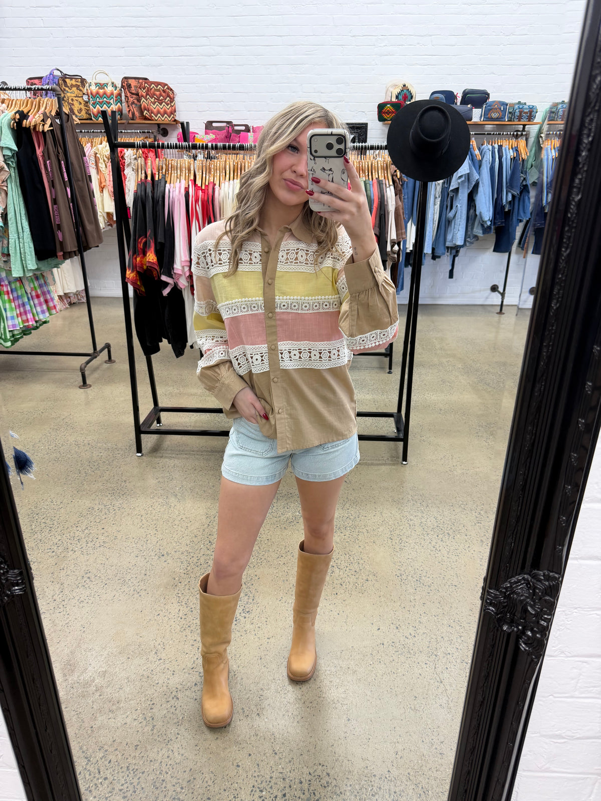 Georgie Top - Contrast Latte Lace