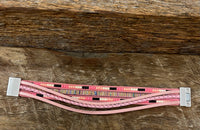 Braided Bead Magnetic Bracelet - Pink