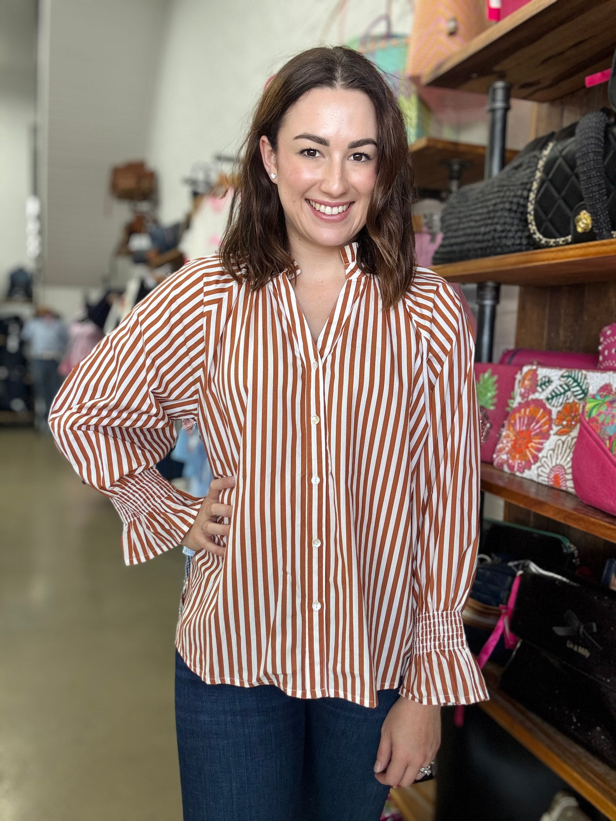Rylan Top - Bown & White Stripe