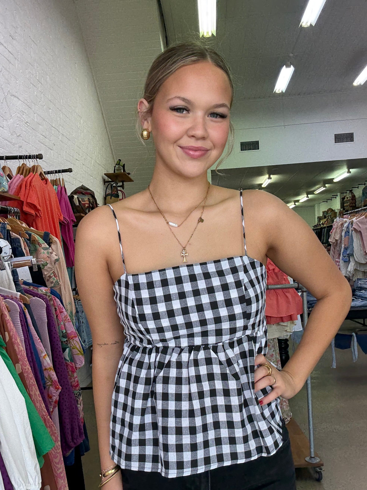 Raleigh Top - Black Gingham