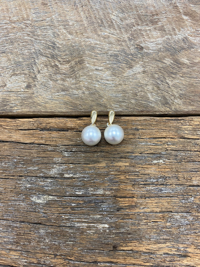 Earrings - 2 Tone Brushed Ball Drop Earring