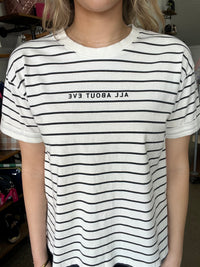 AAE Tee - White & Black Stripe