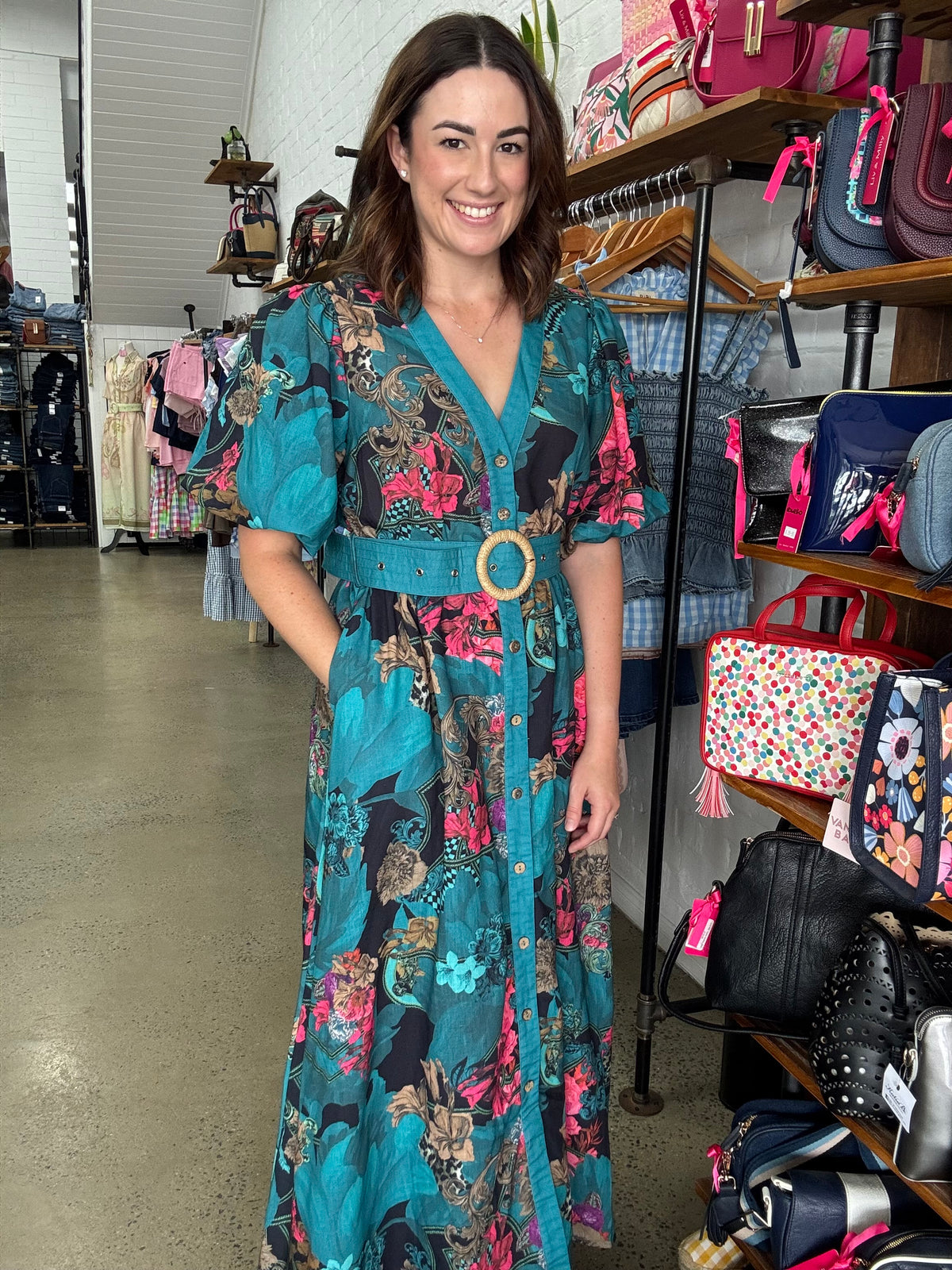 Lucinda Maxi Dress - Green Floral