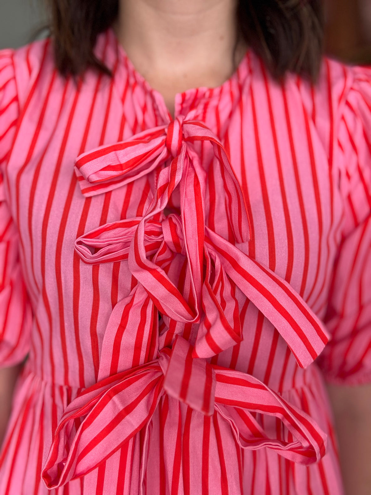 Monet Top - Pink & Red Stripe