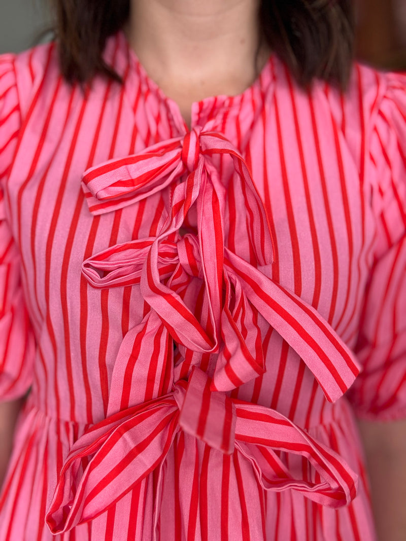 Monet Top - Pink & Red Stripe