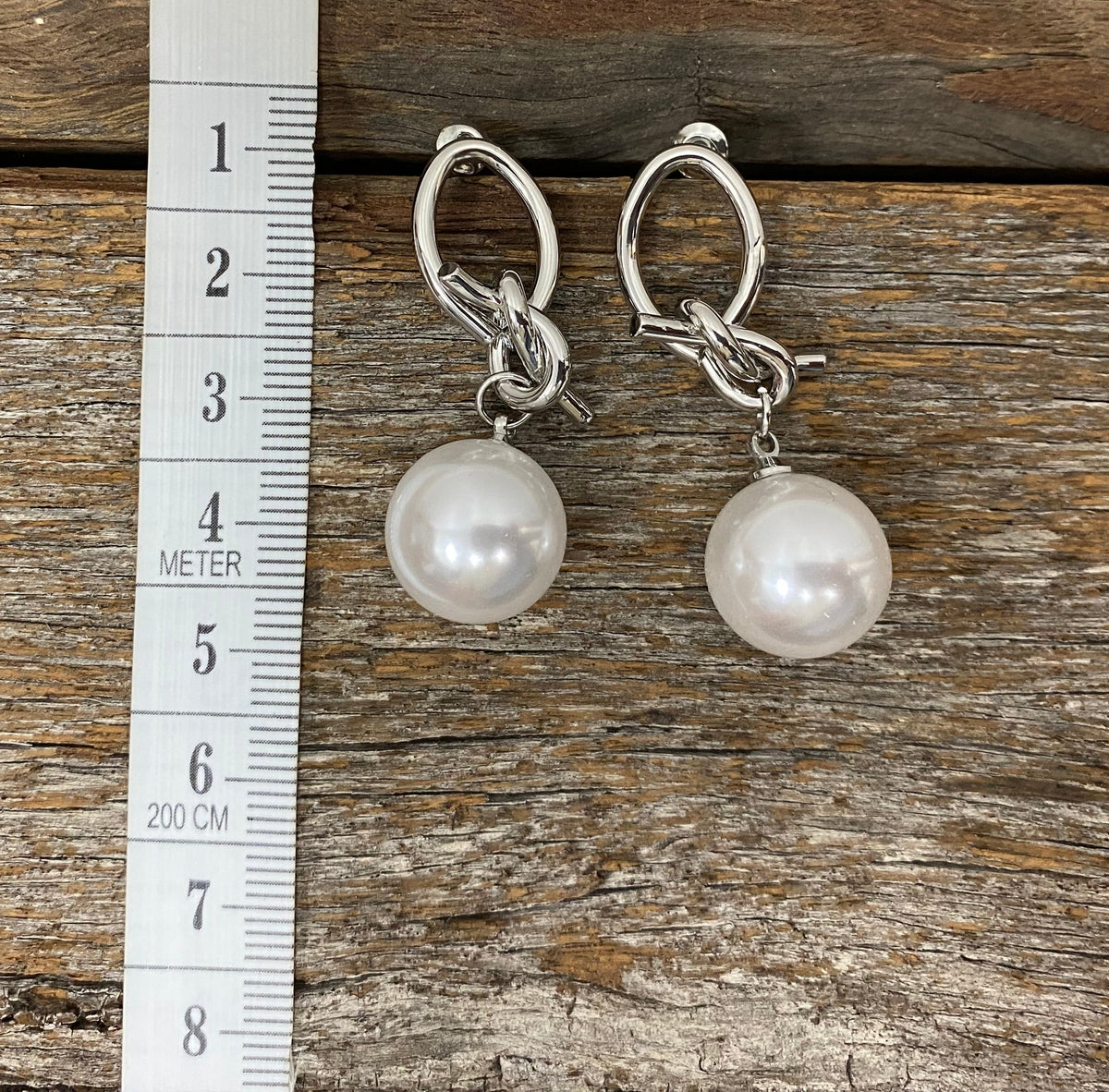 Earrings - Pearl Drop Twist Hoop Earrings