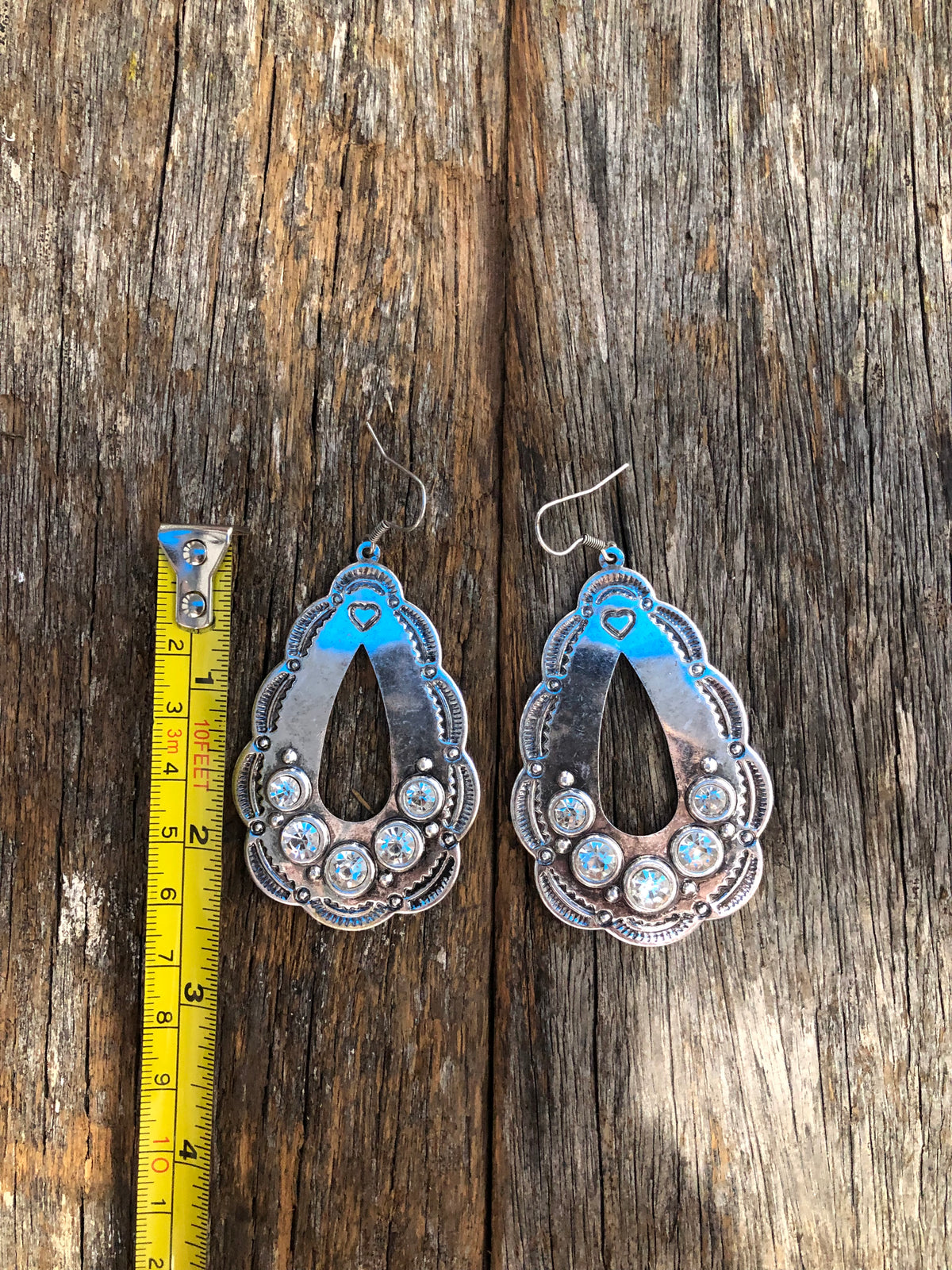 Western Earrings - Silver Tear Drop