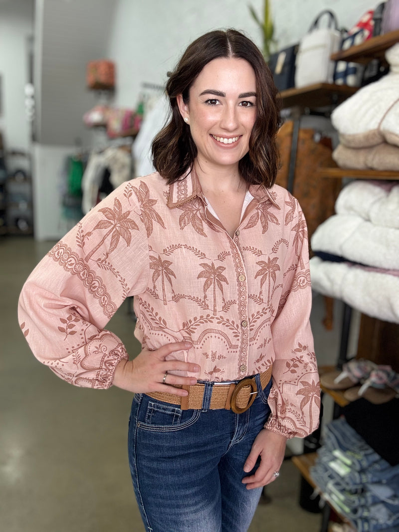 Xander Top - Peach Palm