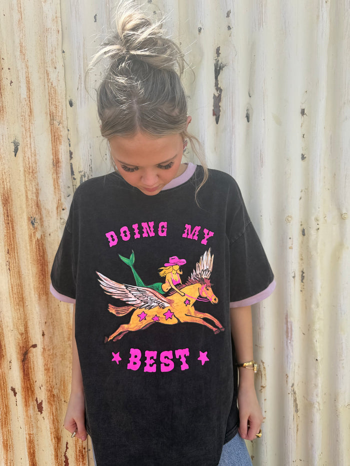 Doing My Best Oversized Tee - Charcoal