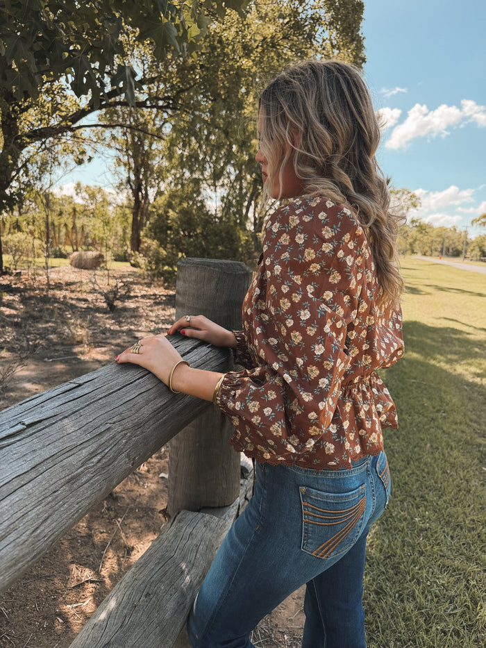 Autumn Bloom Top - Chocolate