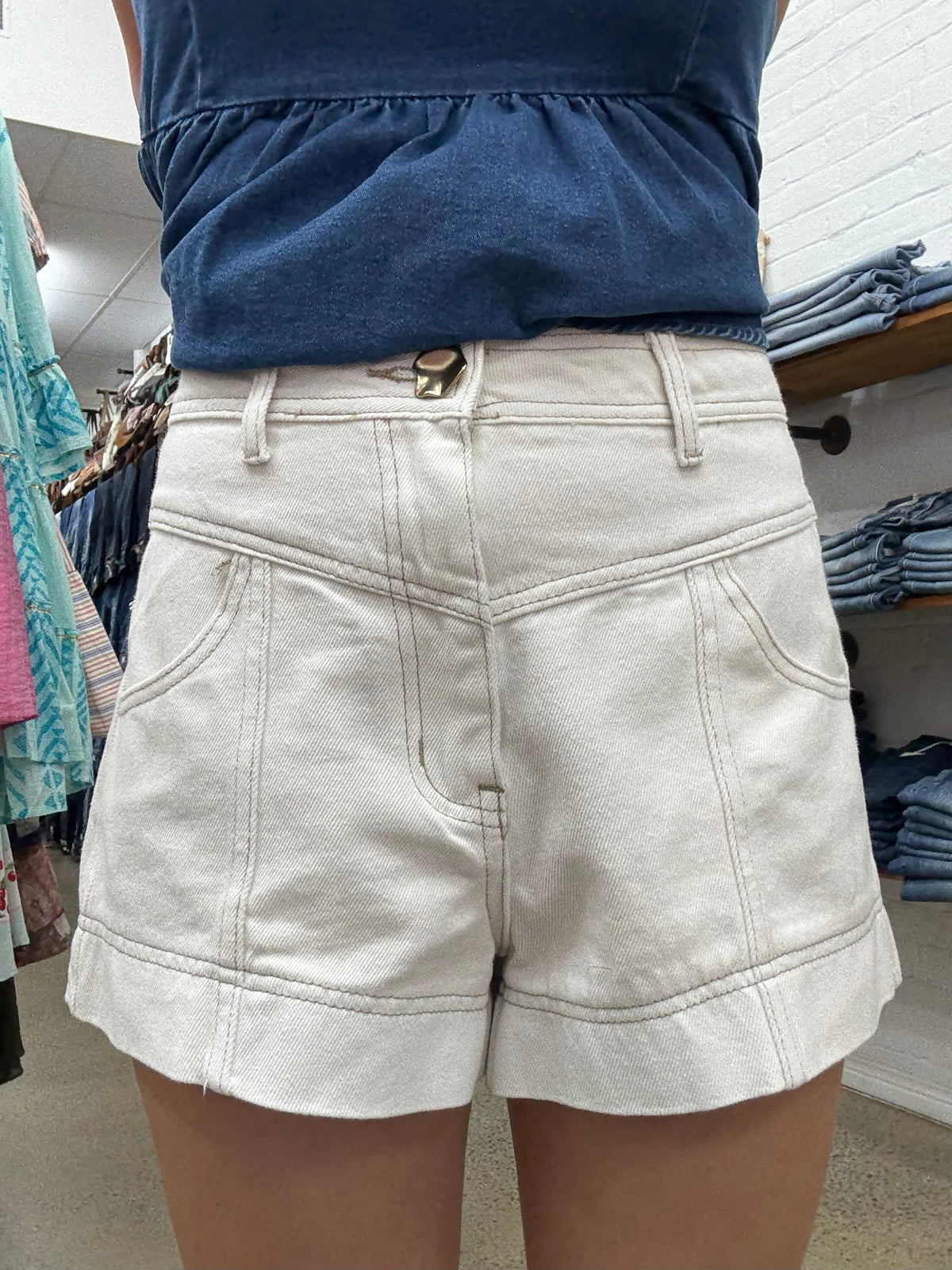 Cleo Shorts - White Denim High Waisted