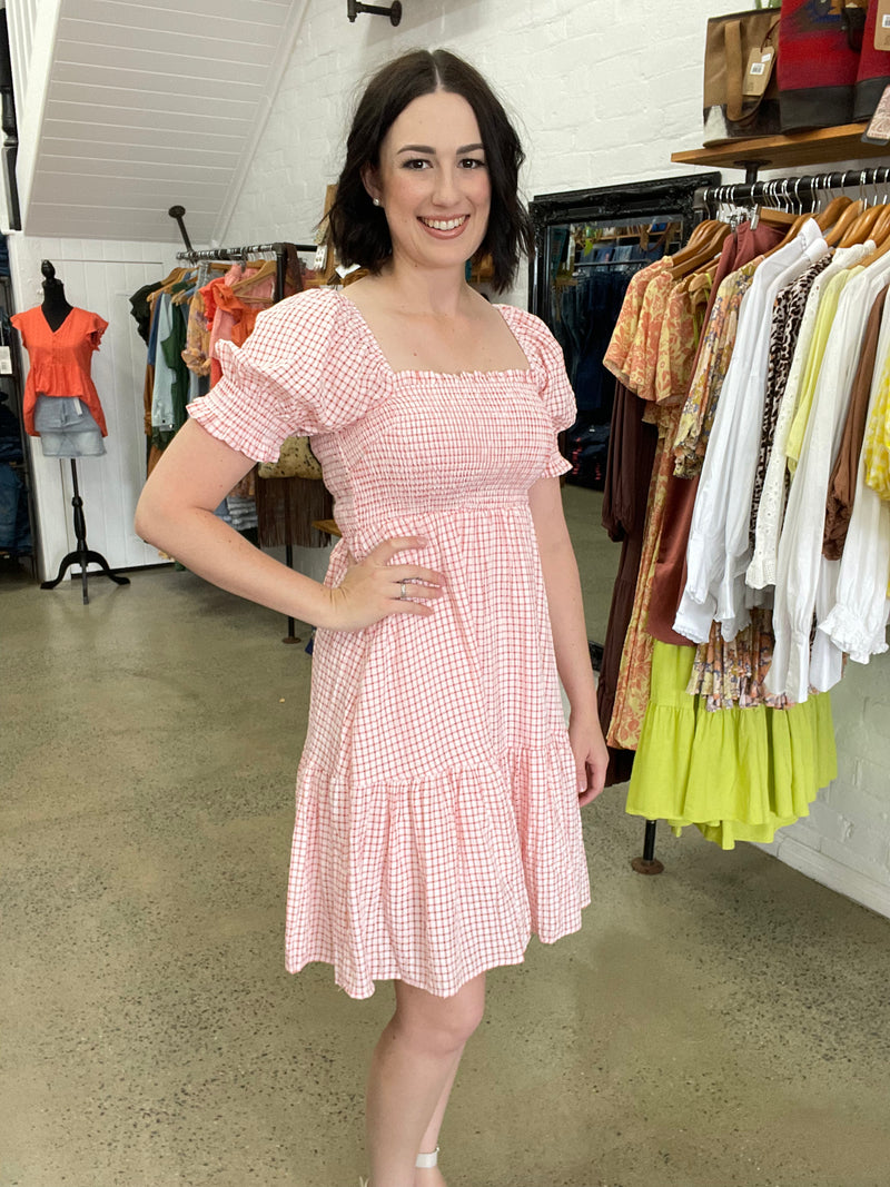 Jenna Dress - Pink & Red Gingham