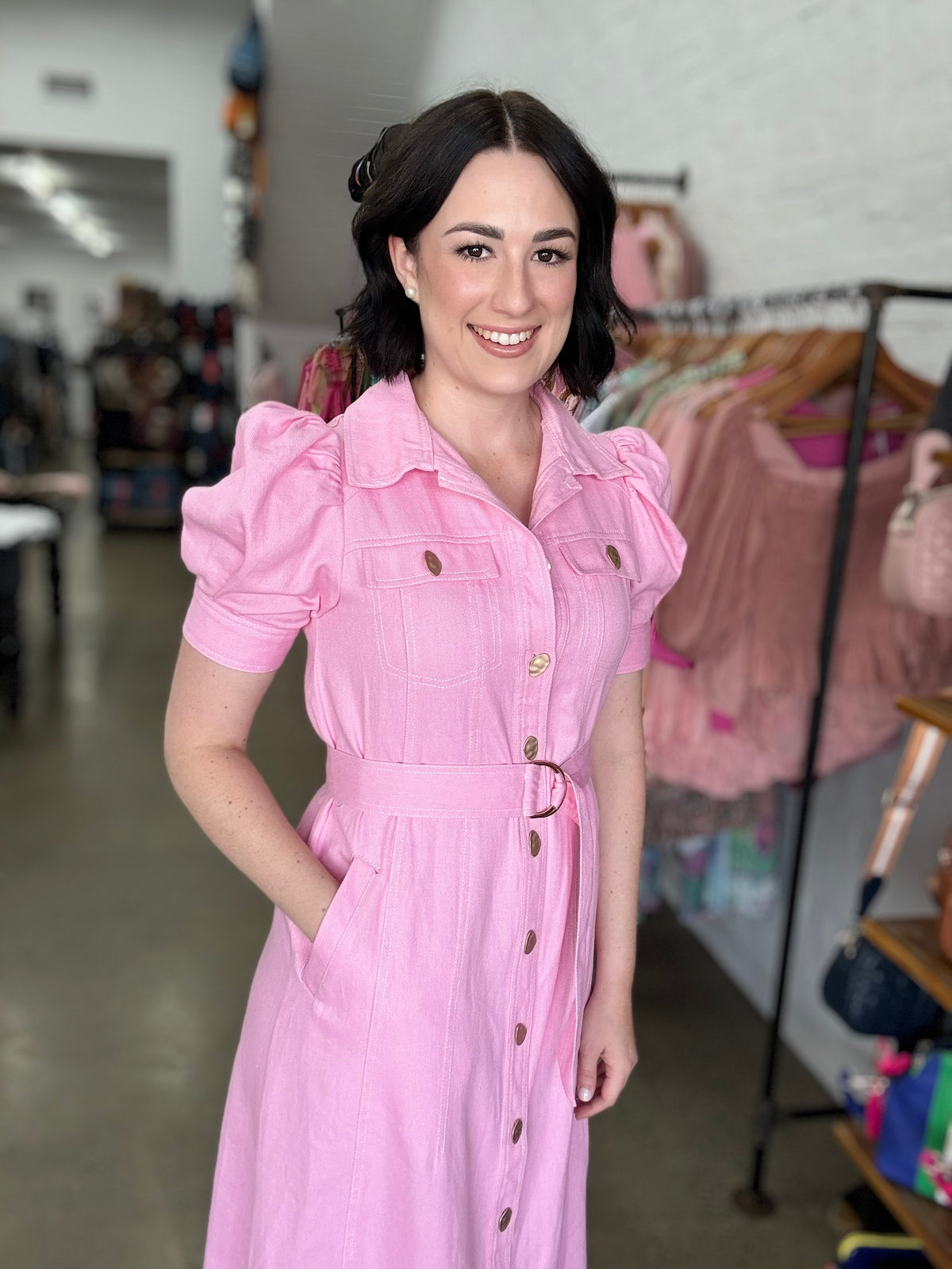 Layney Dress - Pink Denim