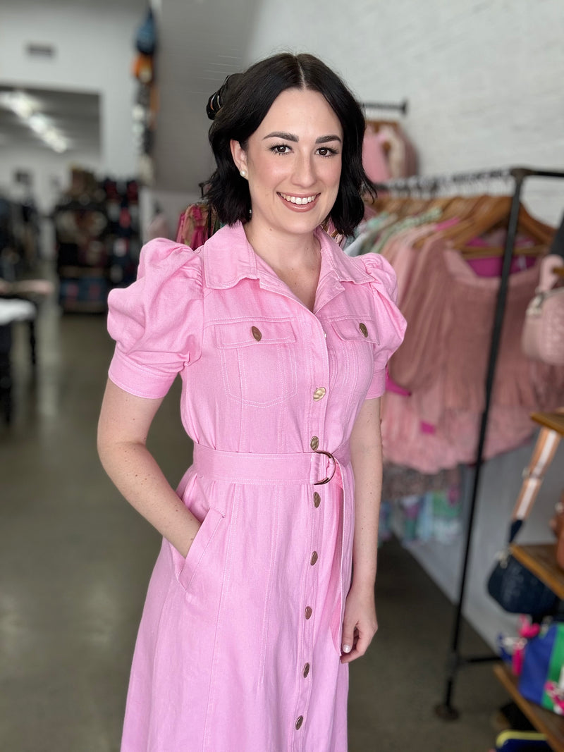 Layney Dress - Pink Denim