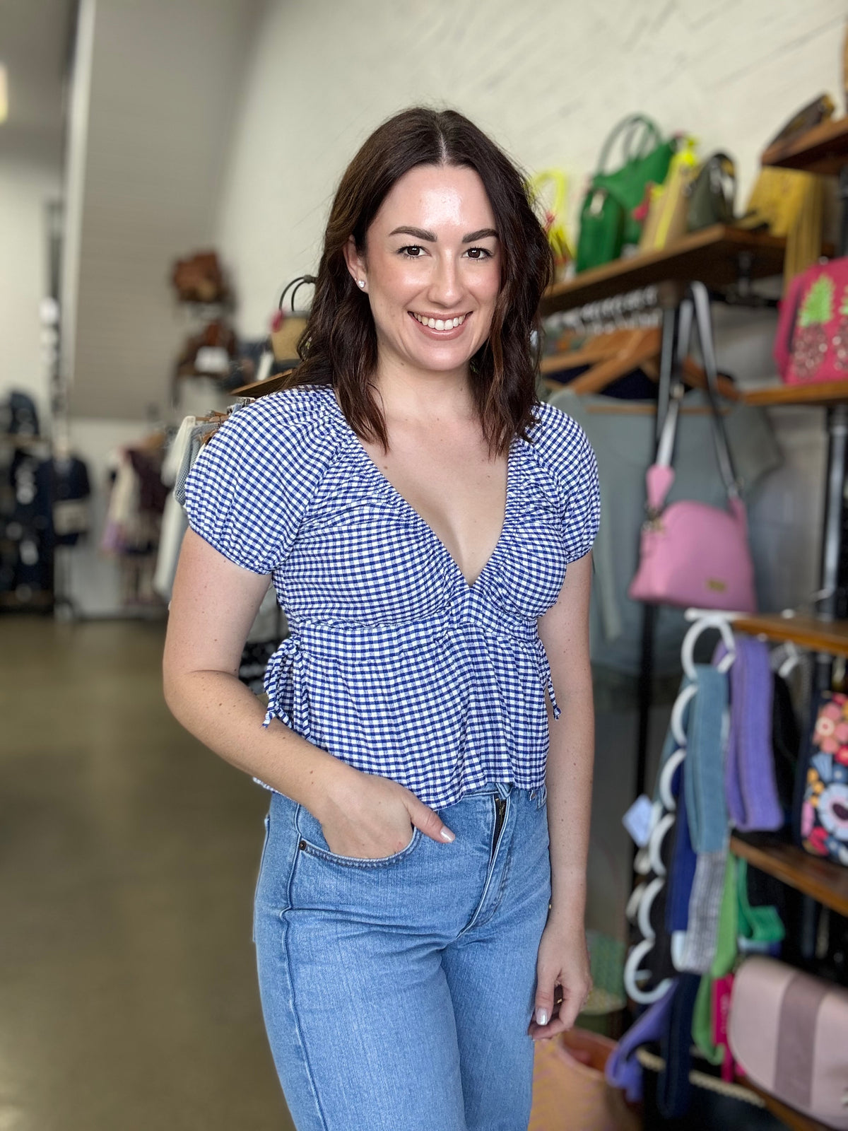 Rylie Top - Blue & White Gingham