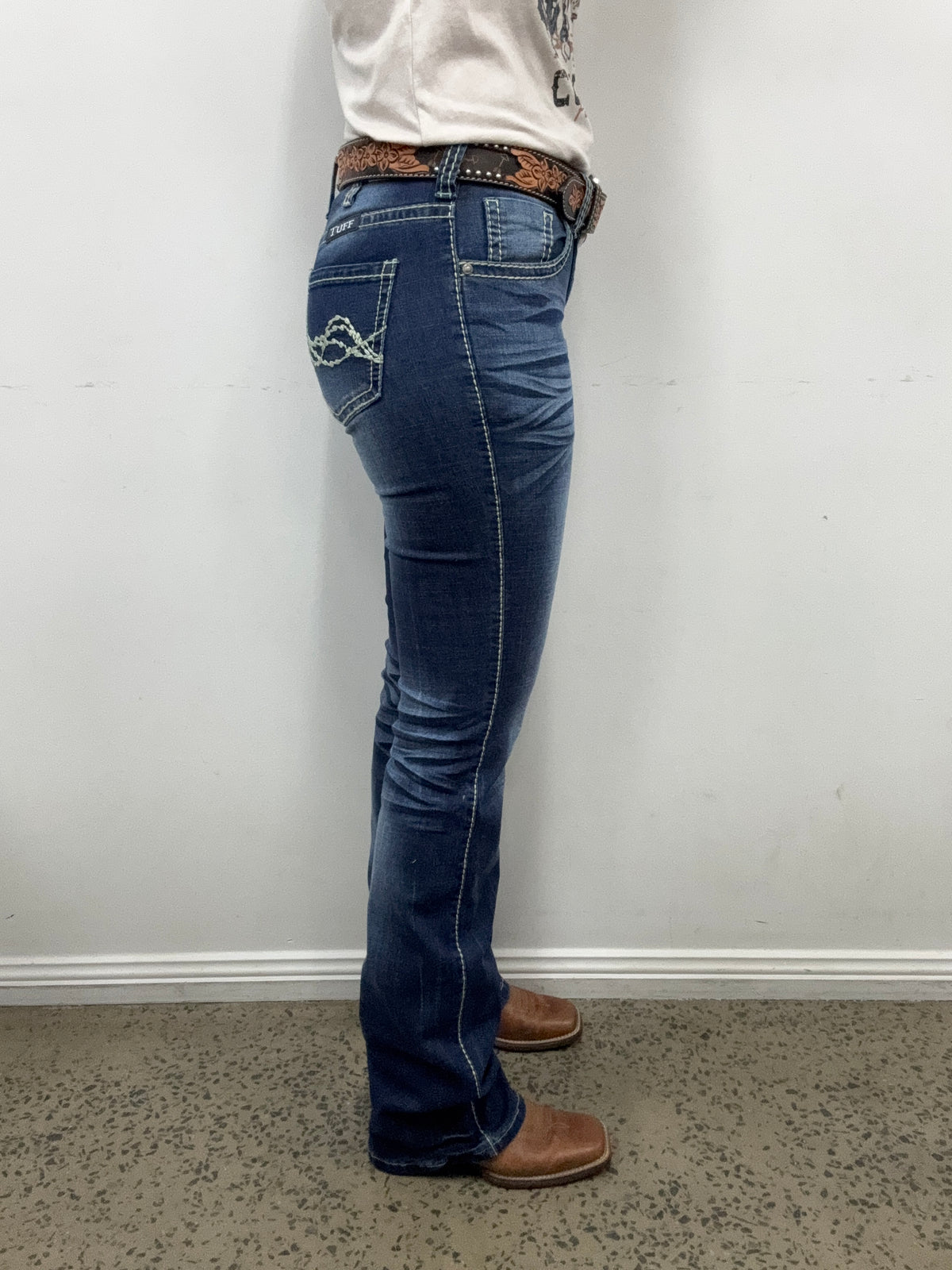 Cowgirl Tuff Jeans - Tan Edgy Flex