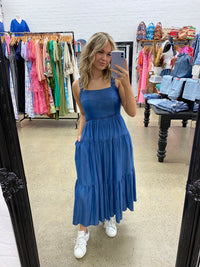 Eden Ruched Maxi Dress - Dark Denim