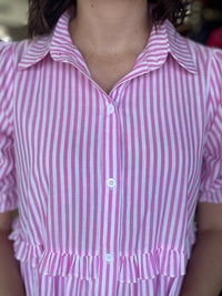 Mia Dress - Stripe Pink