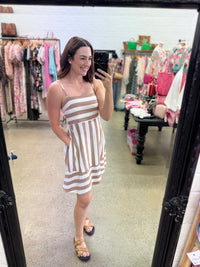 Hadley Dress - Brown Stripe