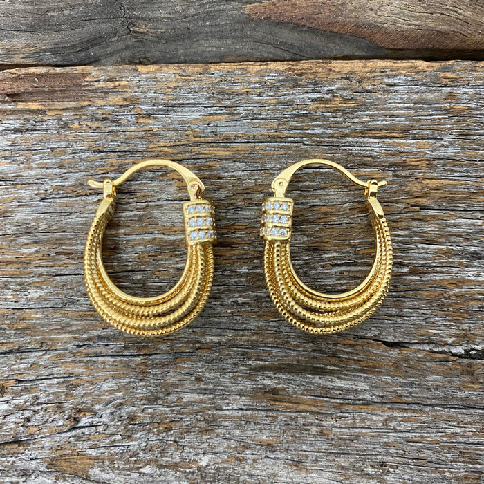 Earrings - Cubic Zirconia Layered Hoop Earring