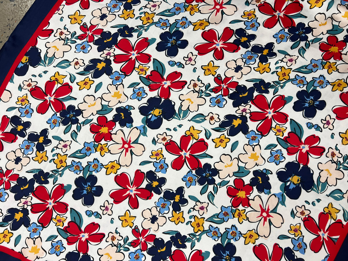Western Wild Rag - Salverform Floral Print (Navy)