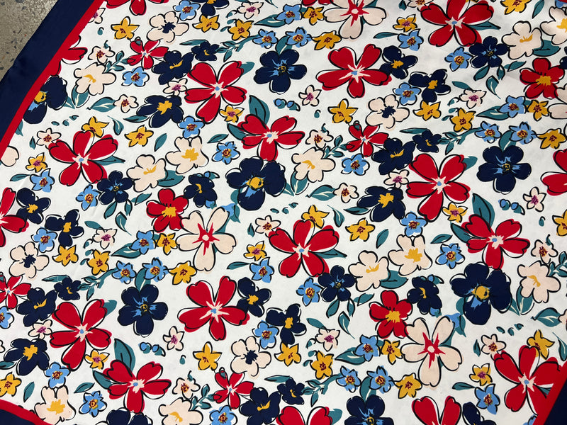 Western Wild Rag - Salverform Floral Print (Navy)
