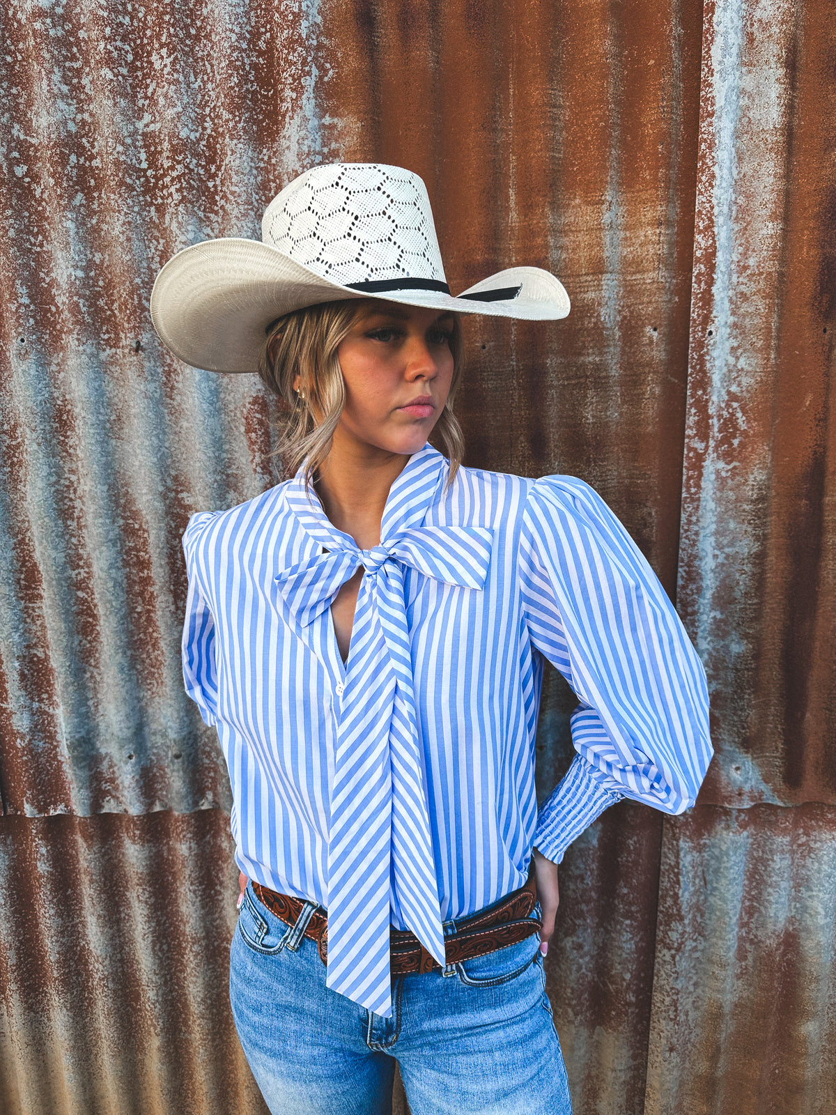 Nellie Top - Blue & White Stripe