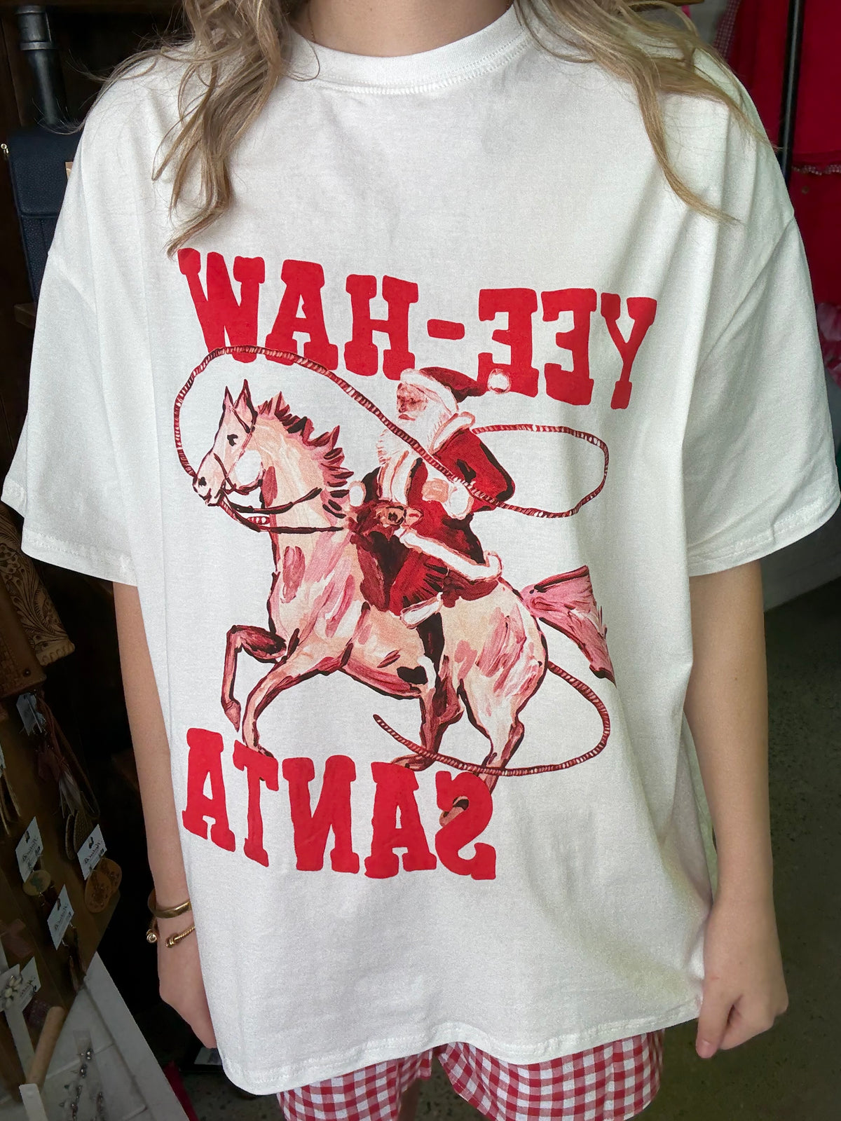 Yee-Haw- White & Red Santa Short Set