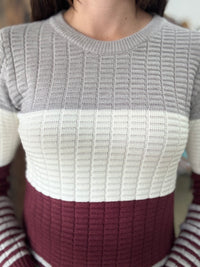 Myra Knit - Burgundy Stripe