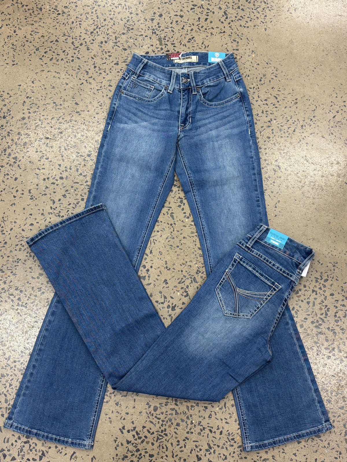 Rock & Roll Cowgirl Jeans - BW4RD09763 - Curve Embroidery Mid Rise Riding Fit