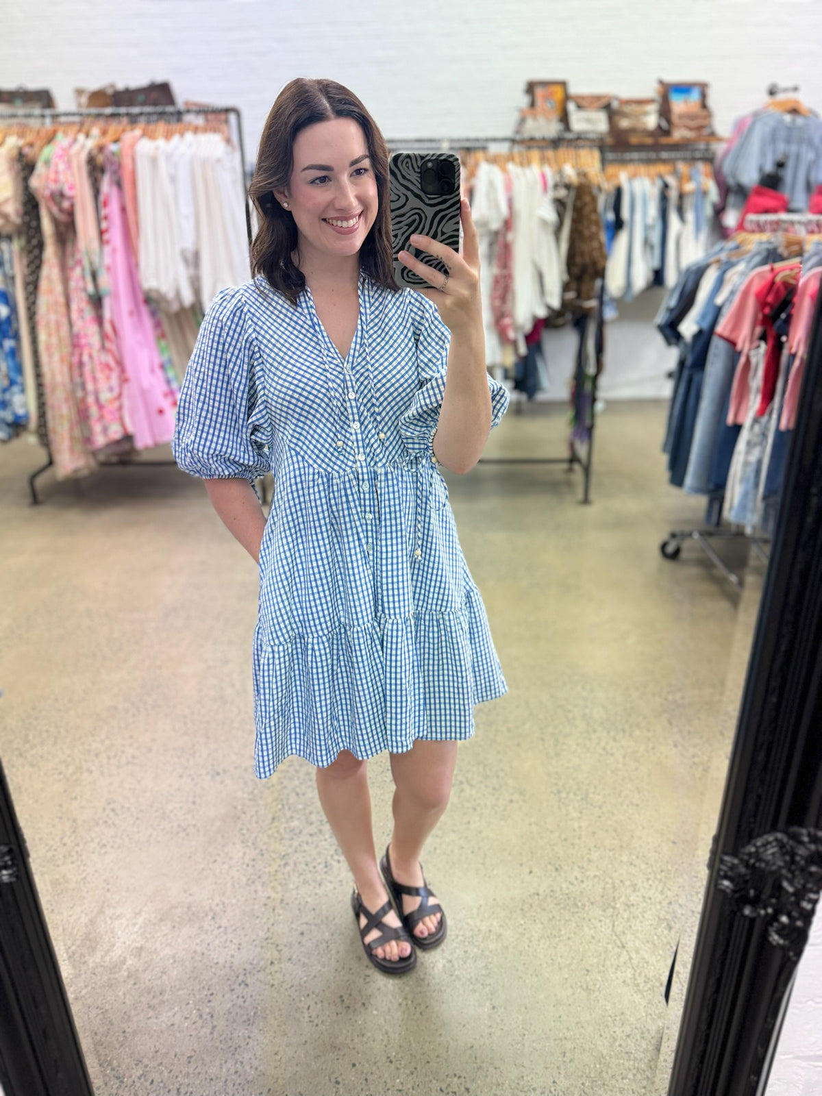 Hadley Dress - Blue & Cream Gingham