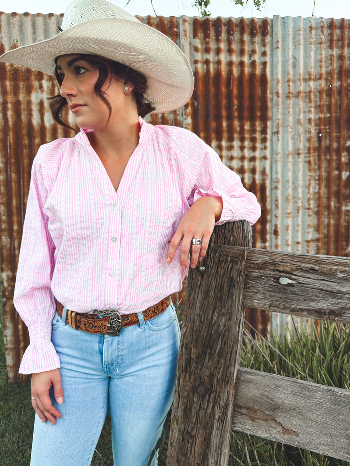 Sorrento Top - Pink Striped Heart