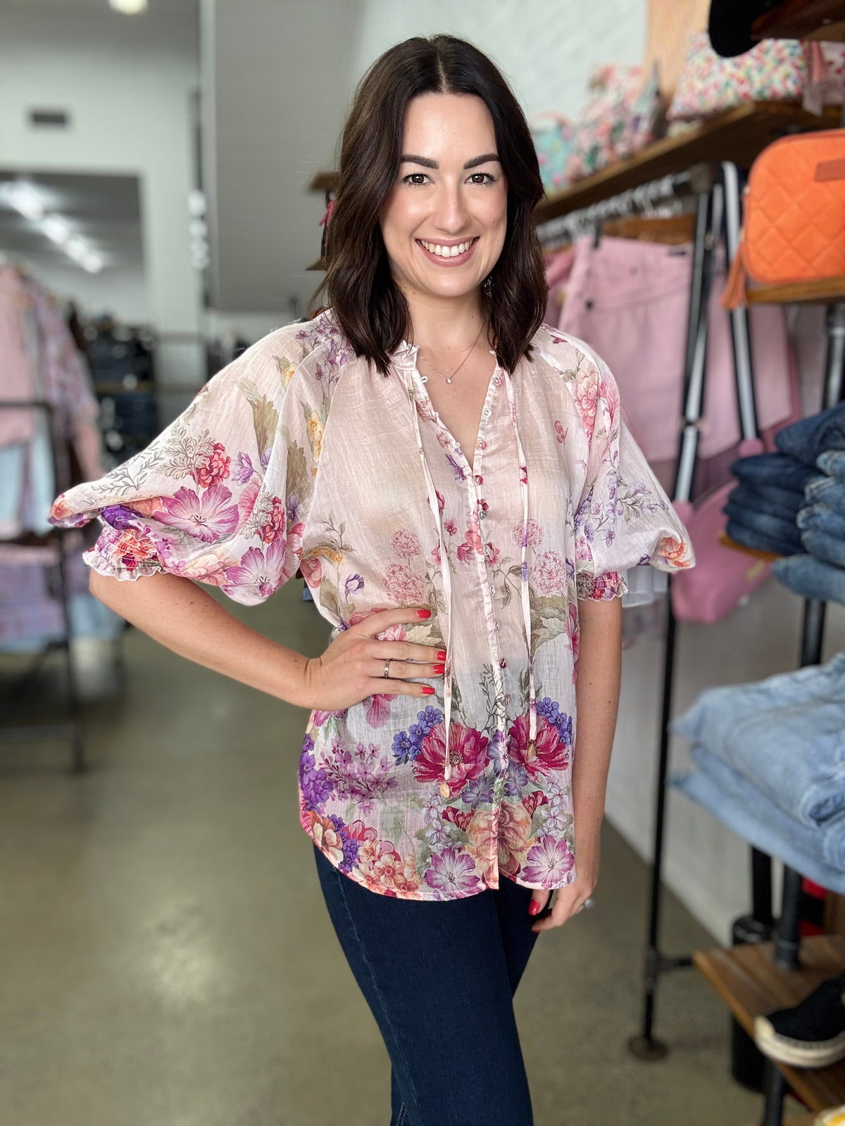 Sloane Top - Pink Floral