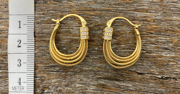Earrings - Cubic Zirconia Layered Hoop Earring