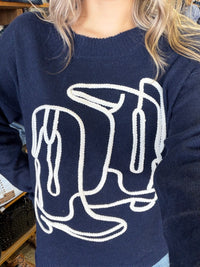 Cowboy Boots Knit - Navy