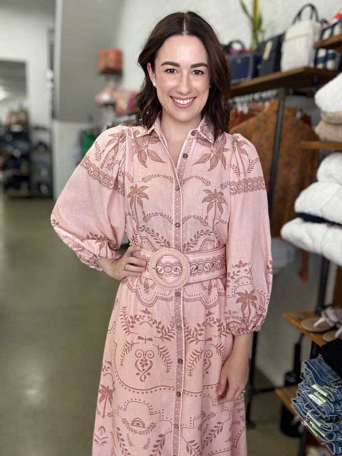 Xander Maxi Dress - Peach Palm