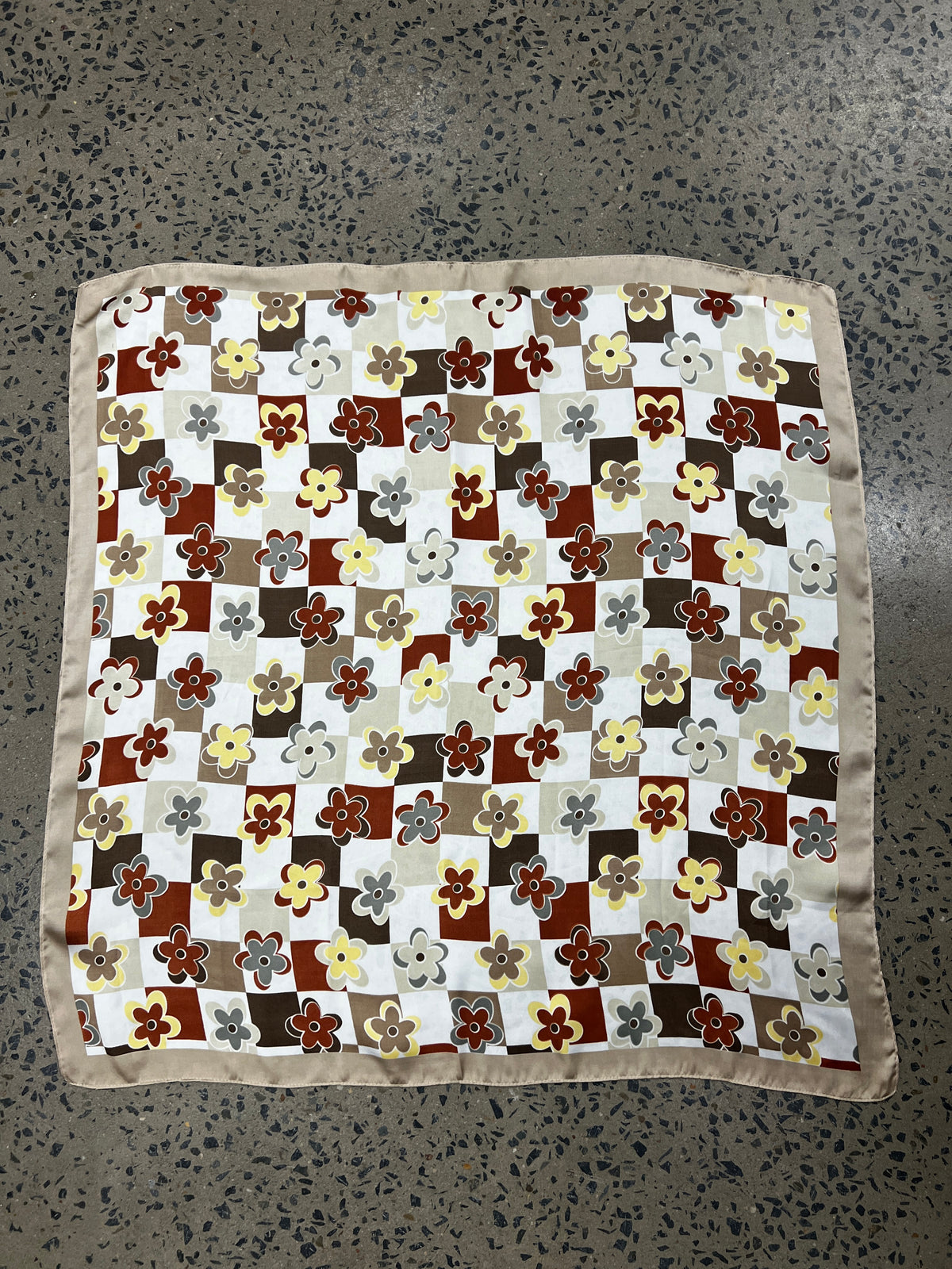 Western Wild Rag - Floral Check (Beige)