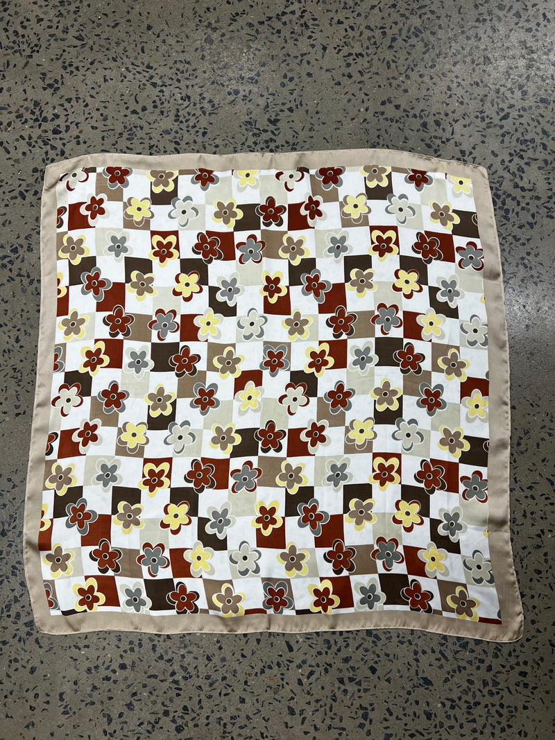 Western Wild Rag - Floral Check (Beige)
